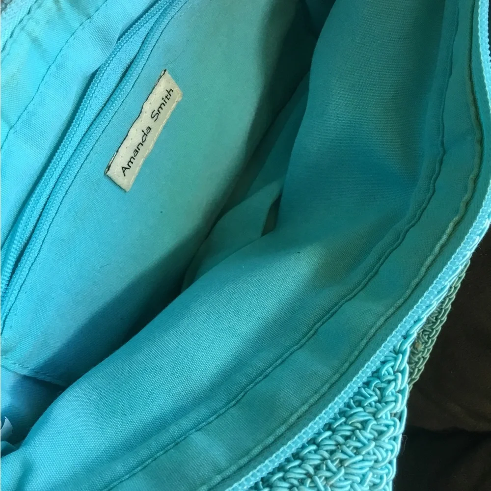 Amanda Smith Handmade Turquoise Ombre Crochet Tote Bag